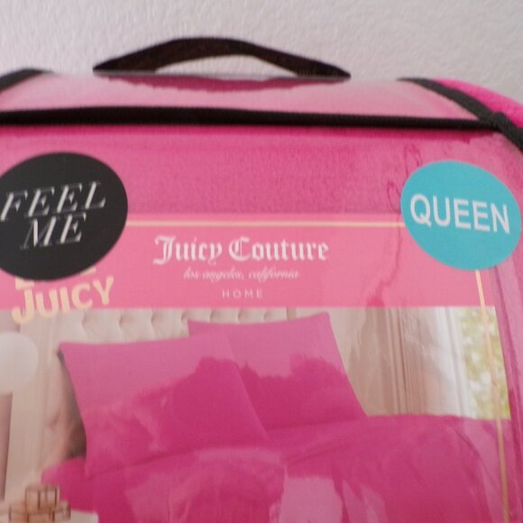 Juicy Couture 4pc QUEEN Plush Sheet Set Pink Soft & Cozy - Picture 4 of 6
